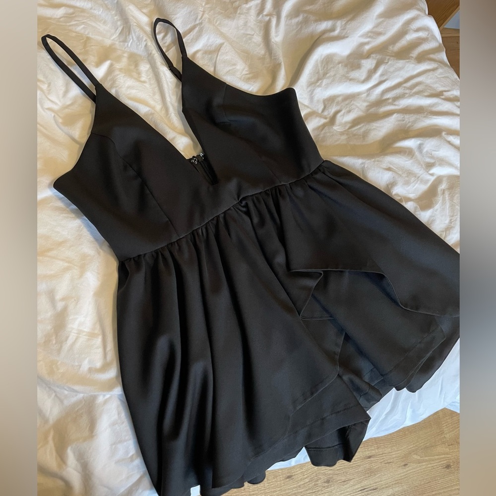 Romper - Black Spaghetti Strap Playsuit/Romper